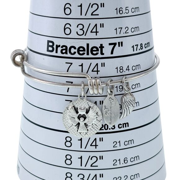 Footnotes Sterling Silver Extraordinary Life Angel Charm Slide Bracelet 7.25" - Picture 4 of 6